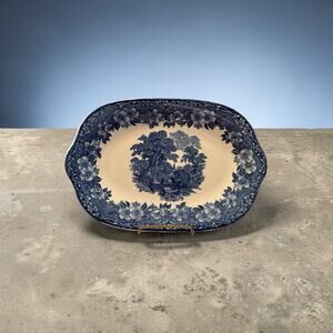 Vintage Enoch Wedgwood Woodland Ironstone Oval Serving Dish Platter England Ble